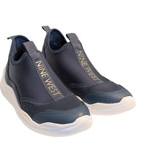 Nine West Women's Blue Textile Low Heel Slip On Sneaker Shoes Size 7.5 New